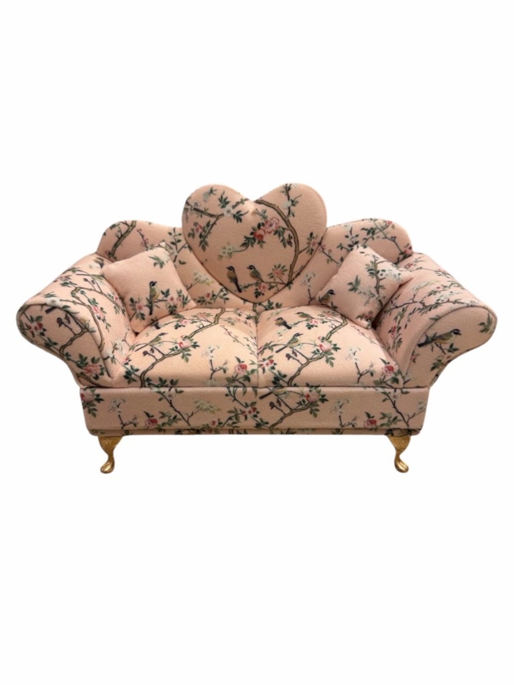 New Miniature Pink Floral Doll Sofa Jewelry Box